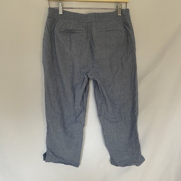Talbots 6P perfect crop Womens Blue Chambray Pants With Side Zipper & Pockets - Picture 6 of 8